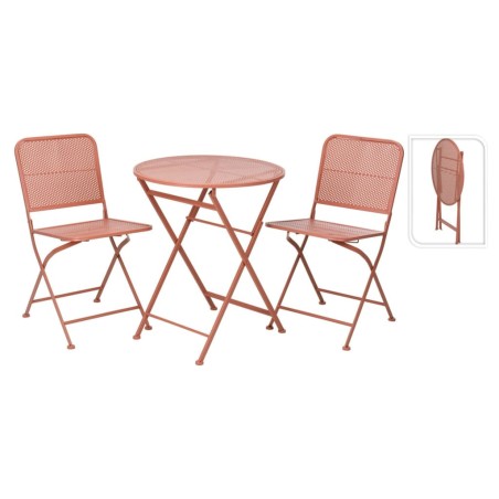 ProGarden 3-tlg. Garten-Bistro-Set Stahl Malvenrosa