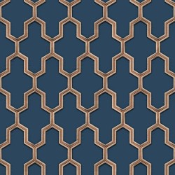 DUTCH WALLCOVERINGS Tapete Geometric Blau und Golden
