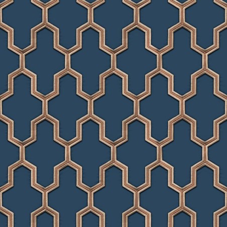 DUTCH WALLCOVERINGS Tapete Geometric Blau und Golden