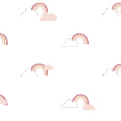 Noordwand Tapete Mondo baby Rainbows Weiß und Rosa