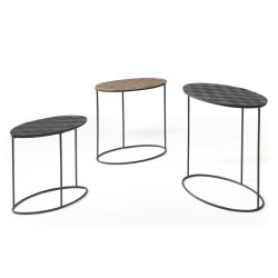  Rousseau 3-tlg. Beistelltisch-Set Tanto Metall Schwarz und Golden