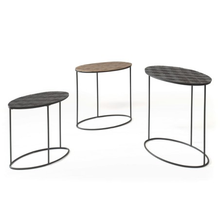  Rousseau 3-tlg. Beistelltisch-Set Tanto Metall Schwarz und Golden