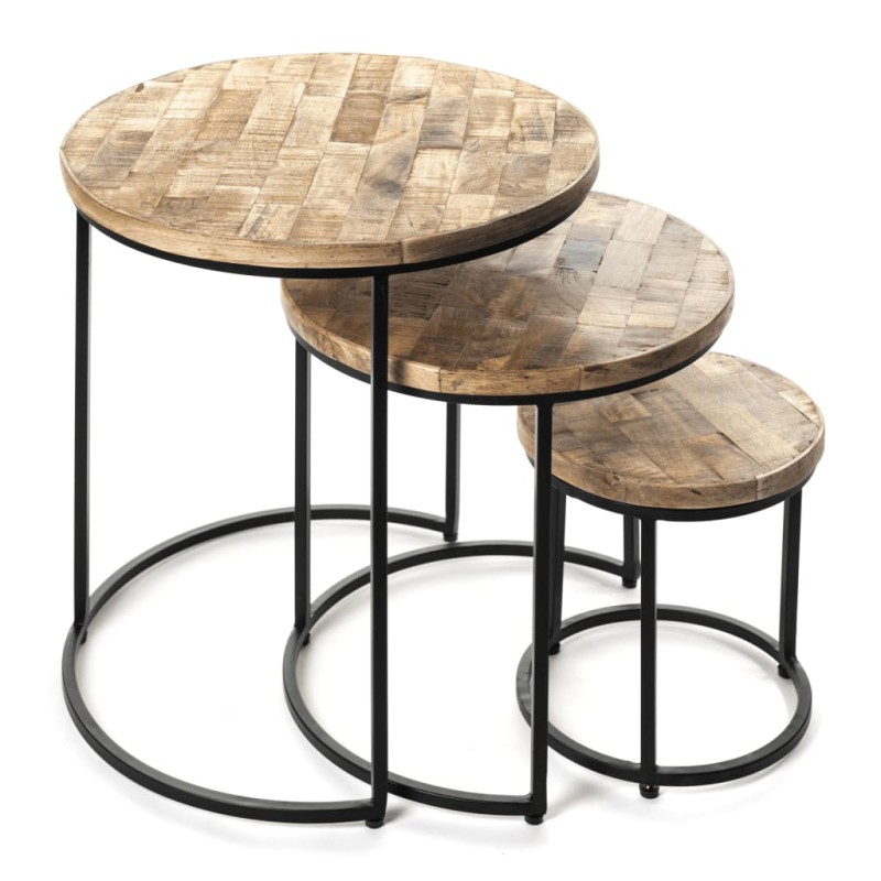 Rousseau 3-tlg. Beistelltisch-Set Leo Holz Magnolie Rousseau 3-tlg. Beistelltisch-Set Leo Holz Magnolie
