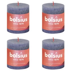 Bolsius Rustikale Stumpenkerzen Shine 4 Stk. 80x68 mm Dämmerungsblau