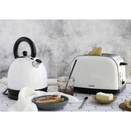 Livoo Vintage-Früstücks-Set Edelstahl Weiß