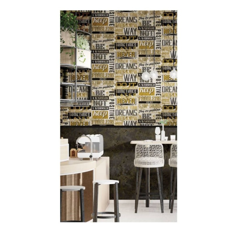 Noordwand Tapete Friends & Coffee Words and Letters Metallic & Schwarz Noordwand Tapete Friends & Coffee Words and Letters Metallic & Schwarz