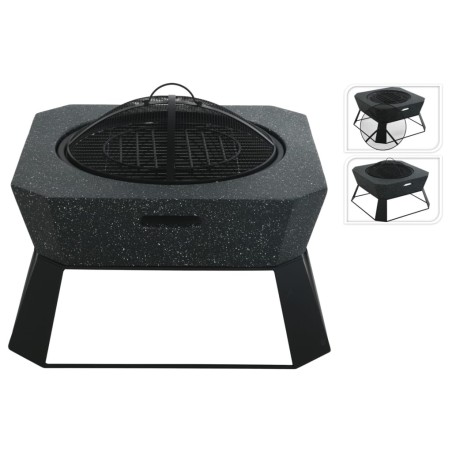 ProGarden Feuerschale mit Grill Quadratisch 62x62x43,5 cm Schwarz
