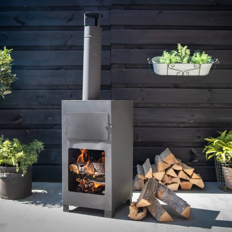 Esschert Design Terrassenofen mit Pizzaofen Schwarz Esschert Design Terrassenofen mit Pizzaofen Schwarz