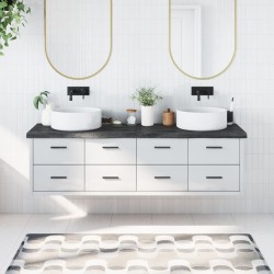 Waschtischplatte Dunkelgrau 180x60x6 cm Massivholz Behandelt