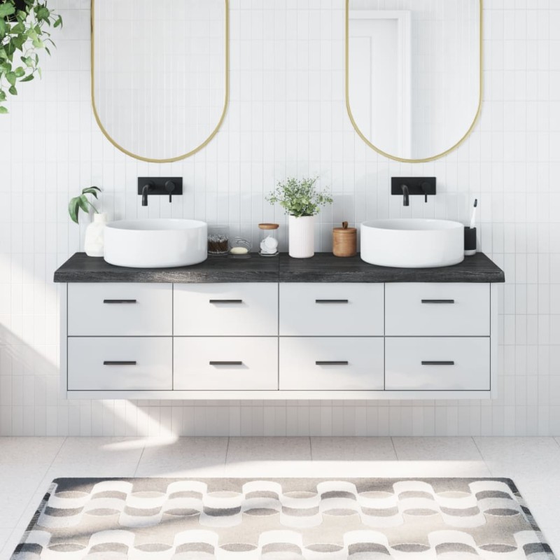 Waschtischplatte Dunkelgrau 180x60x6 cm Massivholz Behandelt Waschtischplatte Dunkelgrau 180x60x6 cm Massivholz Behandelt