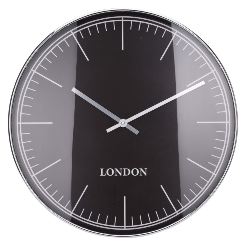 H&S Collection Wanduhr mit Silberrand London Schwarz und Silbern H&S Collection Wanduhr mit Silberrand London Schwarz und Silbern