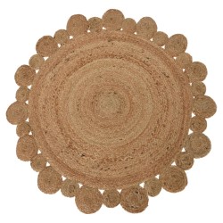 H&S Collection Teppich mit Blumenrand 90 cm Natur