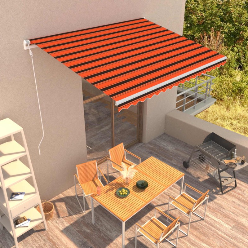 vidaXL Automatisch Einziehbare Markise 400×300 cm Orange und Braun vidaXL Automatisch Einziehbare Markise 400×300 cm Orange und Braun
