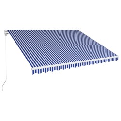 vidaXL Einziehbare Markise Handbetrieben 450 x 300 cm Blau und Weiß