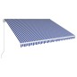 vidaXL Einziehbare Markise Handbetrieben 450 x 300 cm Blau und Weiß vidaXL Einziehbare Markise Handbetrieben 450 x 300 cm Blau und Weiß