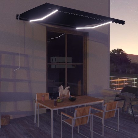vidaXL Einziehbare Markise mit Windsensor & LED 400x300cm Anthrazit