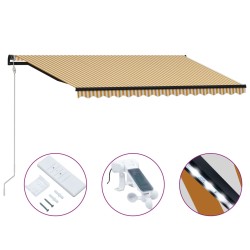 vidaXL Einziehbare Markise mit Windsensor & LED 400x300cm Gelb Weiß