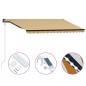 vidaXL Einziehbare Markise mit Windsensor & LED 400x300cm Gelb Weiß vidaXL Einziehbare Markise mit Windsensor & LED 400x300cm Gelb Weiß