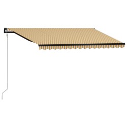 vidaXL Einziehbare Markise mit Windsensor & LED 400x300cm Gelb Weiß