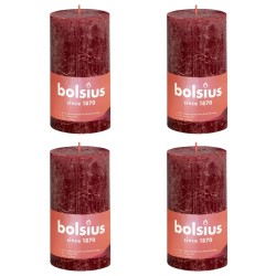 Bolsius Rustikale Stumpenkerzen Shine 4 Stk. 130x68 mm Samtrot