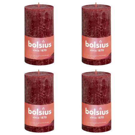 Bolsius Rustikale Stumpenkerzen Shine 4 Stk. 130x68 mm Samtrot