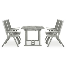 vidaXL 5-tlg. Garten-Essgruppe Massivholz Akazie Grau