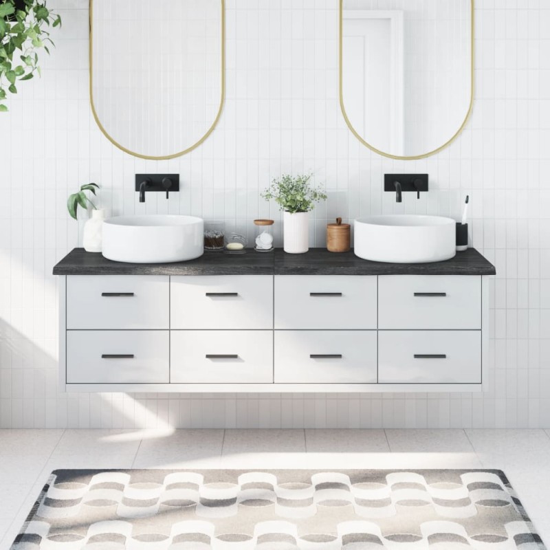 Waschtischplatte Dunkelgrau 180x60x4 cm Massivholz Behandelt Waschtischplatte Dunkelgrau 180x60x4 cm Massivholz Behandelt