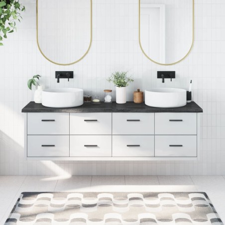 Waschtischplatte Dunkelgrau 180x60x4 cm Massivholz Behandelt