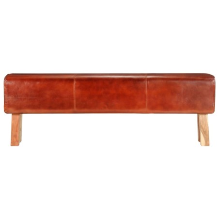 vidaXL Bank Turnbock-Design 160cm Braun Echtleder Massivholz Akazie