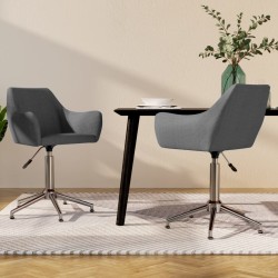 vidaXL Esszimmerstühle 2 Stk. Drehbar Dunkelgrau Stoff