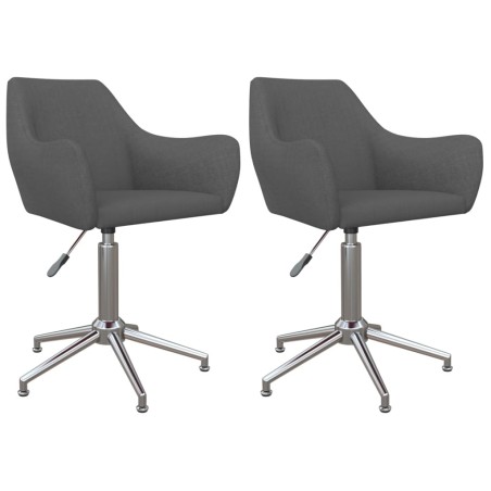 vidaXL Esszimmerstühle 2 Stk. Drehbar Dunkelgrau Stoff