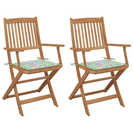 vidaXL Klappbare Gartenstühle 2 Stk. mit Kissen Massivholz Akazie