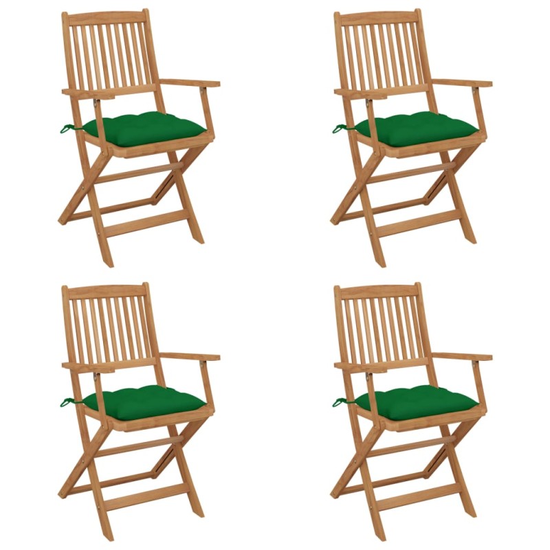 vidaXL Klappbare Gartenstühle 4 Stk. mit Kissen Massivholz Akazie vidaXL Klappbare Gartenstühle 4 Stk. mit Kissen Massivholz Akazie