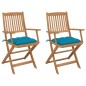 vidaXL Klappbare Gartenstühle 2 Stk. mit Kissen Massivholz Akazie vidaXL Klappbare Gartenstühle 2 Stk. mit Kissen Massivholz Akazie