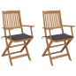 vidaXL Klappbare Gartenstühle 2 Stk. mit Kissen Massivholz Akazie vidaXL Klappbare Gartenstühle 2 Stk. mit Kissen Massivholz Akazie