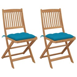 vidaXL Klappbare Gartenstühle 2 Stk. mit Kissen Massivholz Akazie