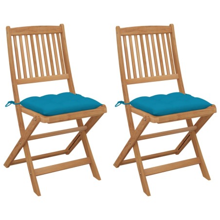 vidaXL Klappbare Gartenstühle 2 Stk. mit Kissen Massivholz Akazie
