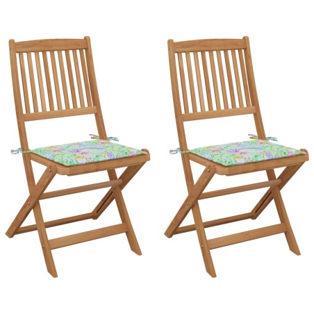 vidaXL Klappbare Gartenstühle 2 Stk. mit Kissen Massivholz Akazie