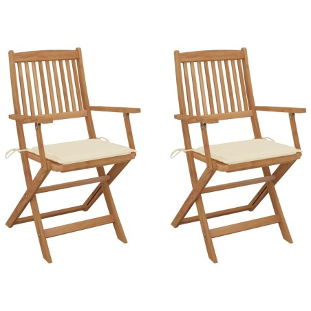 vidaXL Klappbare Gartenstühle 2 Stk. mit Kissen Massivholz Akazie