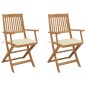 vidaXL Klappbare Gartenstühle 2 Stk. mit Kissen Massivholz Akazie vidaXL Klappbare Gartenstühle 2 Stk. mit Kissen Massivholz Akazie