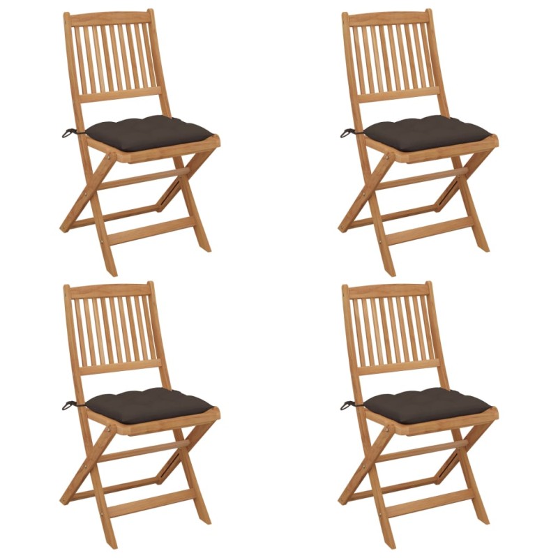 vidaXL Klappbare Gartenstühle 4 Stk. mit Kissen Massivholz Akazie vidaXL Klappbare Gartenstühle 4 Stk. mit Kissen Massivholz Akazie