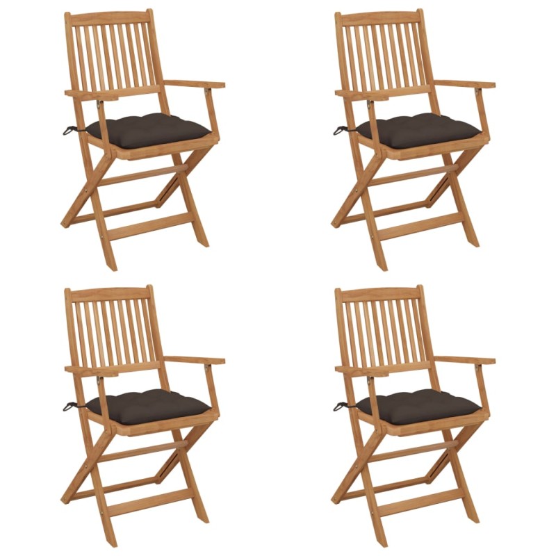 vidaXL Klappbare Gartenstühle 4 Stk. mit Kissen Massivholz Akazie vidaXL Klappbare Gartenstühle 4 Stk. mit Kissen Massivholz Akazie