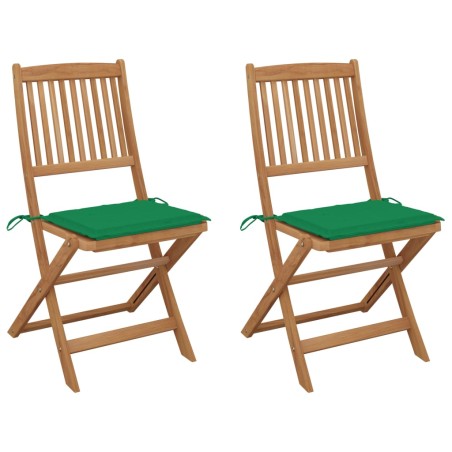 vidaXL Klappbare Gartenstühle 2 Stk. mit Kissen Massivholz Akazie