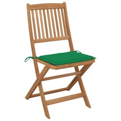 vidaXL Klappbare Gartenstühle 2 Stk. mit Kissen Massivholz Akazie