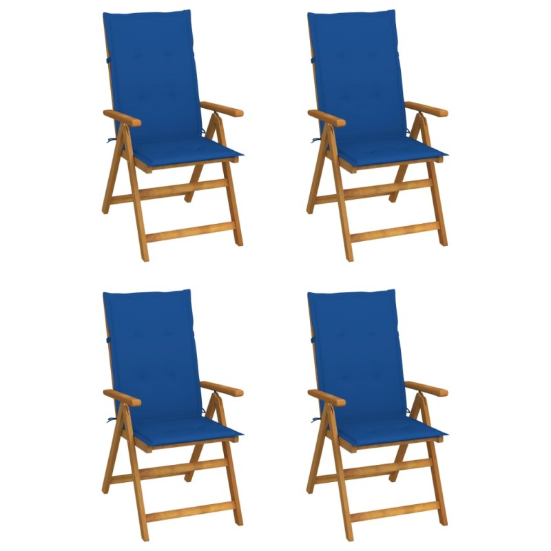 vidaXL Hochlehner Verstellbar 4 Stk. mit Auflagen Massivholz Akazie vidaXL Hochlehner Verstellbar 4 Stk. mit Auflagen Massivholz Akazie
