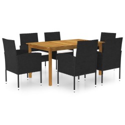 vidaXL 7-tlg. Garten-Essgruppe Schwarz