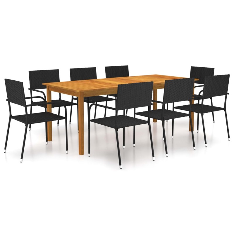 vidaXL 9-tlg. Garten-Essgruppe Schwarz vidaXL 9-tlg. Garten-Essgruppe Schwarz
