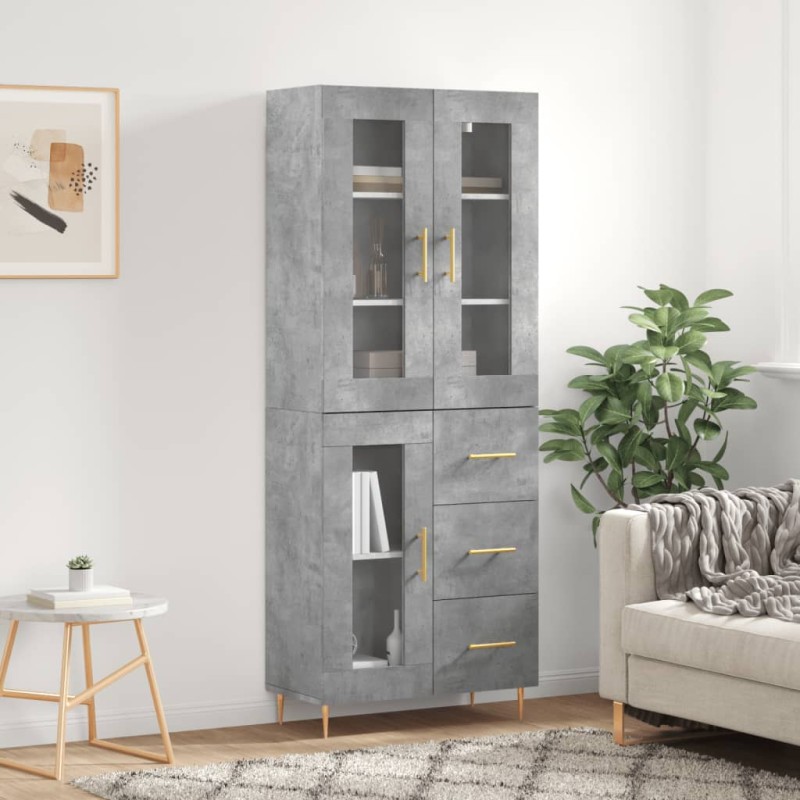 Highboard Betongrau 69,5x34x180 cm Holzwerkstoff Highboard Betongrau 69,5x34x180 cm Holzwerkstoff
