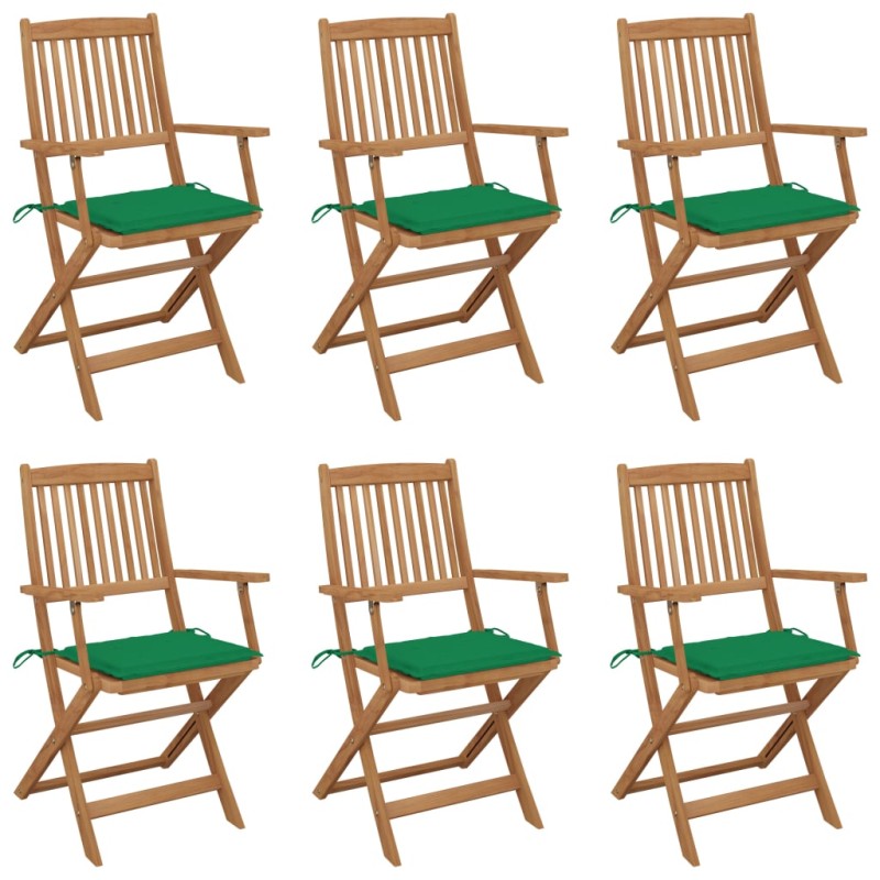 vidaXL Klappbare Gartenstühle 6 Stk. mit Kissen Massivholz Akazie vidaXL Klappbare Gartenstühle 6 Stk. mit Kissen Massivholz Akazie