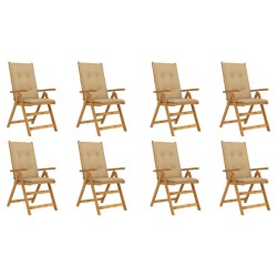 vidaXL Klappbare Gartenstühle mit Kissen 8 Stk. Massivholz Akazie